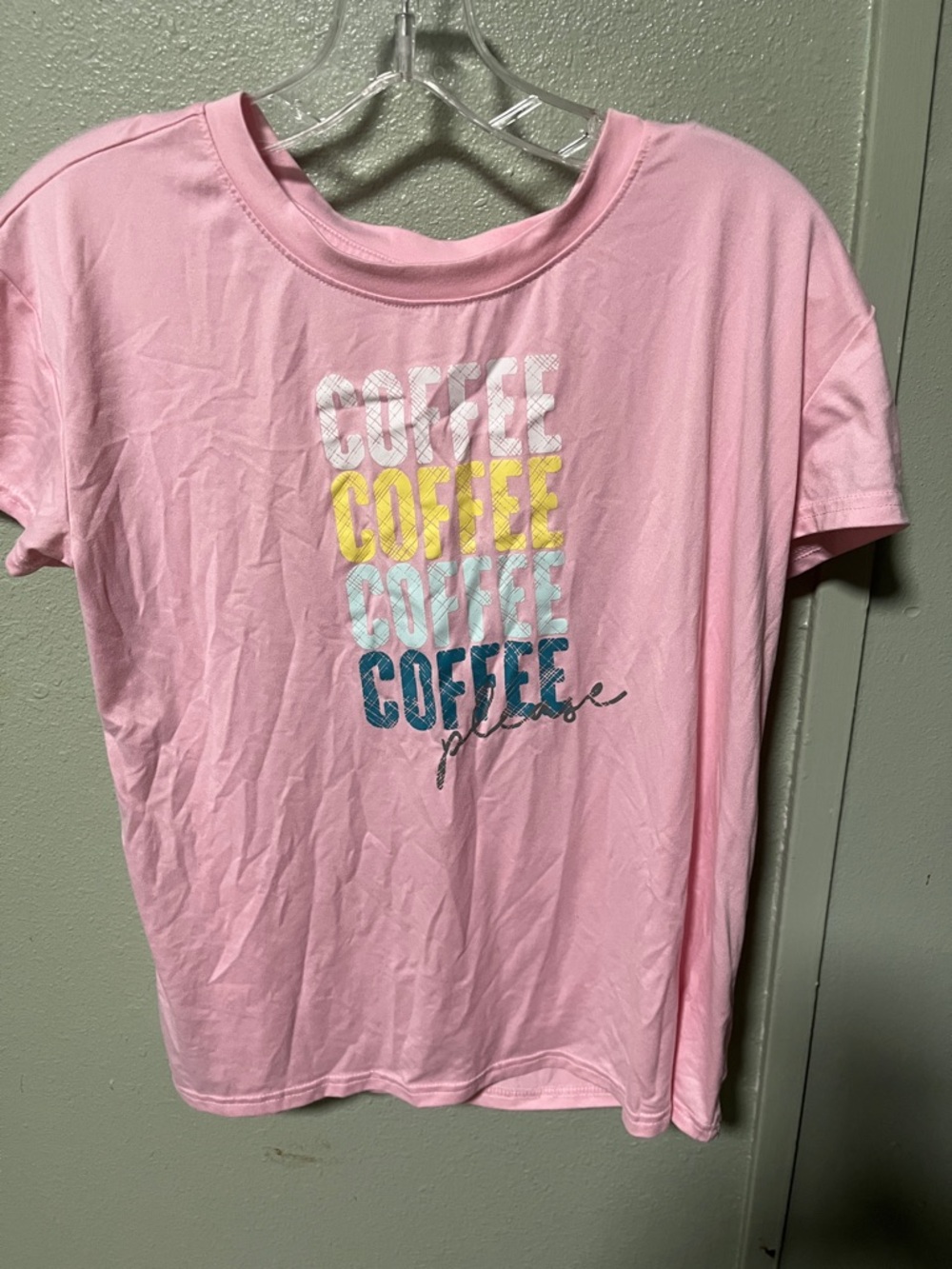 Womens Pink 'Coffee' Graphic Short Sleeve Sleep Tee Small 4-6